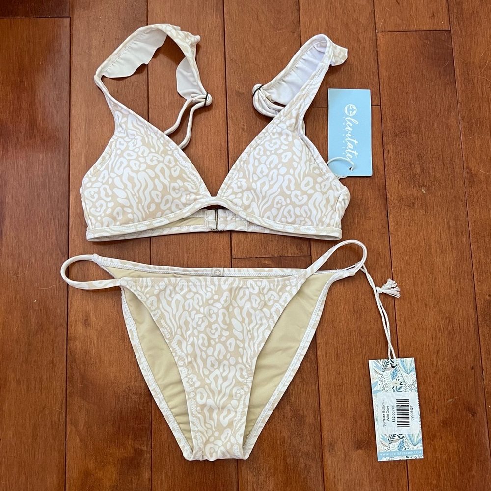 Tan & white cheetah print bikini